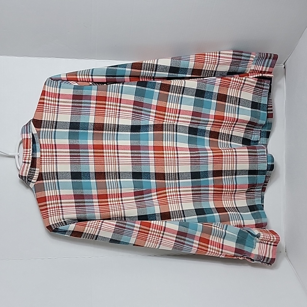 Patagonia Women's White Red Blue Plaid Flannel Button Up Top, 8 - Picture 2 of 9
